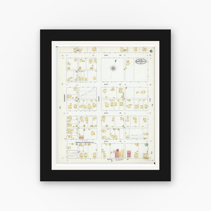 Old map wall art mockup — black gallery frame with white mat — Sanborn Fire Insurance Map from Manchester, Adams County, Ohio (1904), Sheet #0006