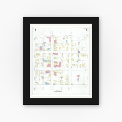 Old map wall art mockup — black gallery frame with white mat — Sanborn Fire Insurance Map from Baltimore, Fairfield County, Ohio (1946), Sheet #0005