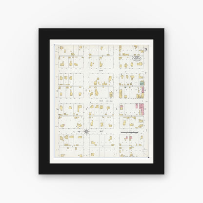 Old map wall art mockup — black gallery frame with white mat — Sanborn Fire Insurance Map from Homer, Champaign County, Illinois (1898), Sheet #0003