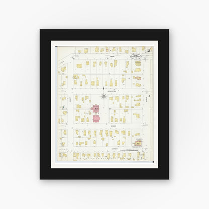 Old map wall art mockup — black gallery frame with white mat — Sanborn Fire Insurance Map from Charlevoix, Charlevoix County, Michigan (1907), Sheet #0002