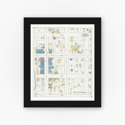Old map wall art mockup — black gallery frame with white mat — Sanborn Fire Insurance Map from Cannon Falls, Goodhue County, Minnesota (1905), Sheet #0002