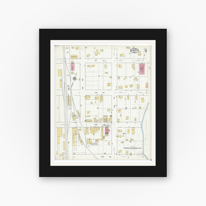 Old map wall art mockup — black gallery frame with white mat — Sanborn Fire Insurance Map from Pine City, Pine County, Minnesota (1921), Sheet #0004