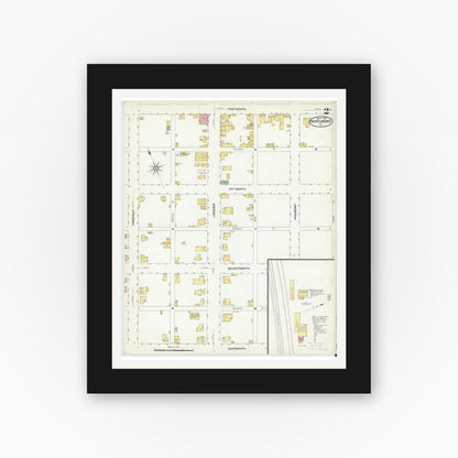 Old map wall art mockup — black gallery frame with white mat — Sanborn Fire Insurance Map from New Florence, Westmoreland County, Pennsylvania (1908), Sheet #0002