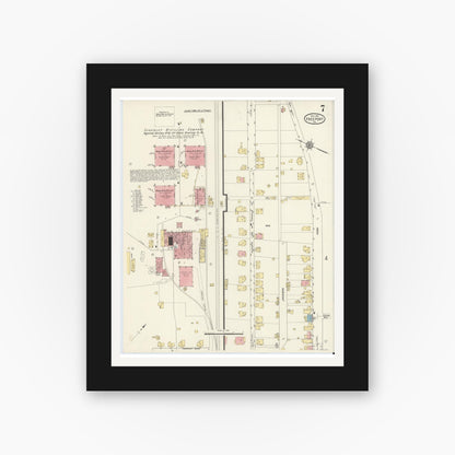 Old map wall art mockup — black gallery frame with white mat — Sanborn Fire Insurance Map from Freeport, Armstrong County, Pennsylvania (1913), Sheet #0007