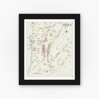 Old map wall art mockup — black gallery frame with white mat — Sanborn Fire Insurance Map from Deckertown, Sussex County, New Jersey (1890), Sheet #0002