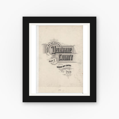 Old map wall art mockup — black gallery frame with white mat — Sanborn Fire Insurance Map from Delaware Co., Delaware County, Pennsylvania (1925), Sheet #0001