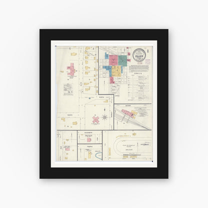Old map wall art mockup — black gallery frame with white mat — Sanborn Fire Insurance Map from Holden, Johnson County, Missouri (1907) - Complete Map Set
