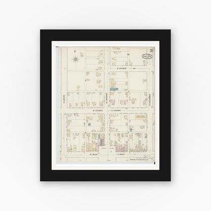 Old map wall art mockup — black gallery frame with white mat — Sanborn Fire Insurance Map from Galion, Crawford County, Ohio (1887), Sheet #0003