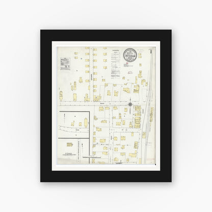 Old map wall art mockup — black gallery frame with white mat — Sanborn Fire Insurance Map from Patterson, Putnam County, New York (1910) - Complete Map Set