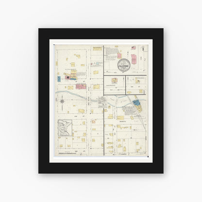 Old map wall art mockup — black gallery frame with white mat — Sanborn Fire Insurance Map from Cold Spring, Stearns County, Minnesota (1913) - Complete Map Set