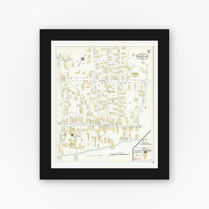 Old map wall art mockup — black gallery frame with white mat — Sanborn Fire Insurance Map from Provincetown, Barnstable County, Massachusetts (1912), Sheet #0003