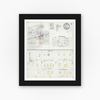 Old map wall art mockup — black gallery frame with white mat — Sanborn Fire Insurance Map from Hinsdale, Du Page And Cook Counties, Illinois (1898) - Complete Map Set