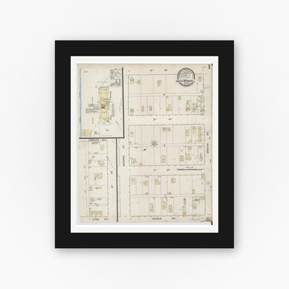 Old map wall art mockup — black gallery frame with white mat — Sanborn Fire Insurance Map from Santa Monica, Los Angeles County, California (1887) - Complete Map Set