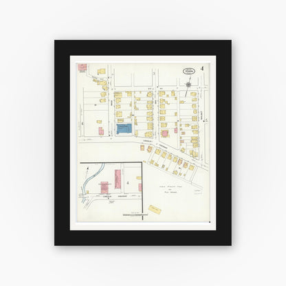 Old map wall art mockup — black gallery frame with white mat — Sanborn Fire Insurance Map from Irwin, Westmoreland County, Pennsylvania (1919), Sheet #0004