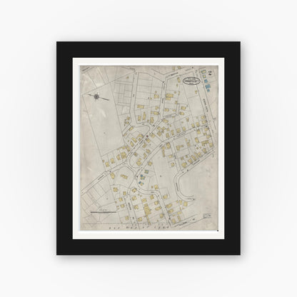 Old map wall art mockup — black gallery frame with white mat — Sanborn Fire Insurance Map from Swampscott, Essex County, Massachusetts (1920), Sheet #0002