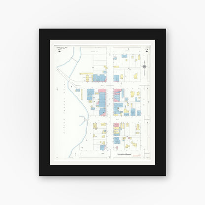 Old map wall art mockup — black gallery frame with white mat — Sanborn Fire Insurance Map from Cannon Falls, Goodhue County, Minnesota (1938), Sheet #0002