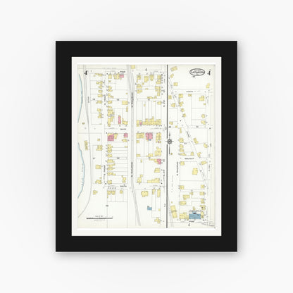 Old map wall art mockup — black gallery frame with white mat — Sanborn Fire Insurance Map from Catawissa, Columbia County, Pennsylvania (1923), Sheet #0004