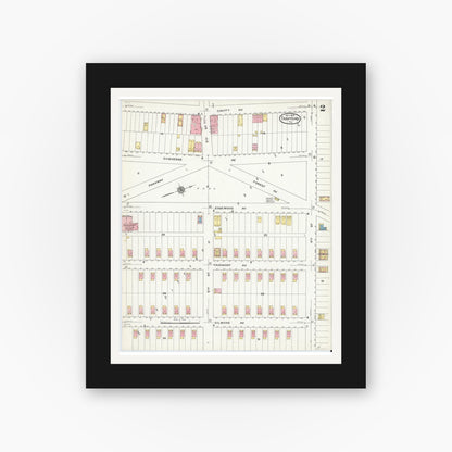 Old map wall art mockup — black gallery frame with white mat — Sanborn Fire Insurance Map from Trafford, Westmoreland County, Pennsylvania (1909), Sheet #0002