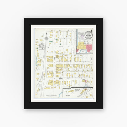 Old map wall art mockup — black gallery frame with white mat — Sanborn Fire Insurance Map from Republic, Marquette County, Michigan (1902) - Complete Map Set