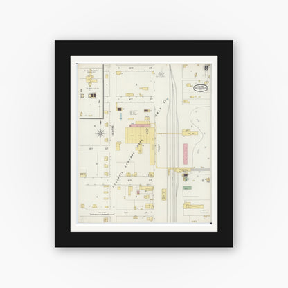 Old map wall art mockup — black gallery frame with white mat — Sanborn Fire Insurance Map from Du Quoin, Perry County, Illinois (1894), Sheet #0008