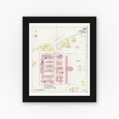 Old map wall art mockup — black gallery frame with white mat — Sanborn Fire Insurance Map from Michigan City, La Porte County, Indiana (1899), Sheet #0022