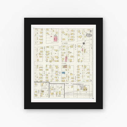 Old map wall art mockup — black gallery frame with white mat — Sanborn Fire Insurance Map from Eldorado, Saline County, Illinois (1919), Sheet #0002