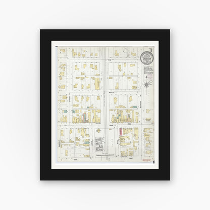 Old map wall art mockup — black gallery frame with white mat — Sanborn Fire Insurance Map from Manton, Wexford County, Michigan (1902) - Complete Map Set