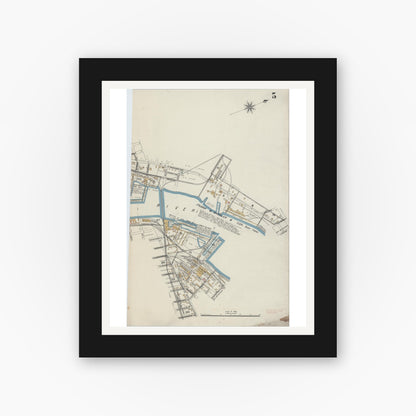 Old map wall art mockup — black gallery frame with white mat — Sanborn Fire Insurance Map from Bay City, Bay County, Michigan (1895), Sheet #0005