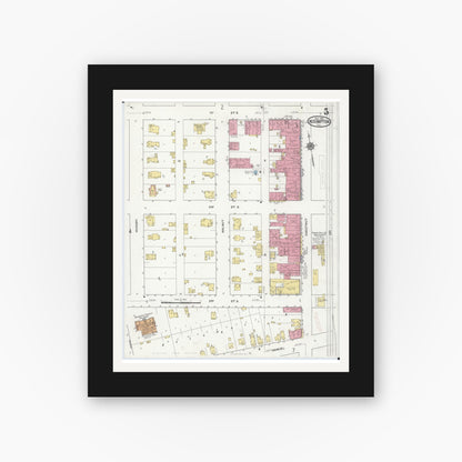Old map wall art mockup — black gallery frame with white mat — Sanborn Fire Insurance Map from Assumption, Christian County, Illinois (1916), Sheet #0005