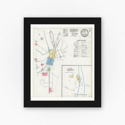 Old map wall art mockup — black gallery frame with white mat — Sanborn Fire Insurance Map from Chatham, Columbia County, New York (1898) - Complete Map Set