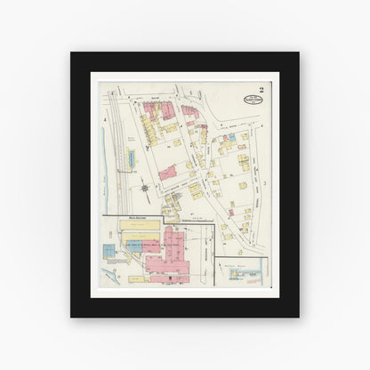 Old map wall art mockup — black gallery frame with white mat — Sanborn Fire Insurance Map from Tarrytown, Westchester County, New York (1915), Sheet #0002