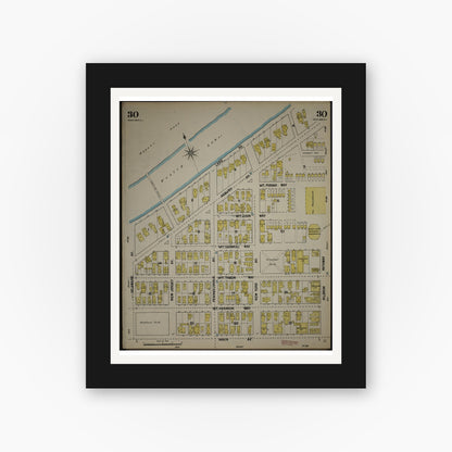 Old map wall art mockup — black gallery frame with white mat — Sanborn Fire Insurance Map from New Jersey Coast, New Jersey Coast, New Jersey (1890), Sheet #0030