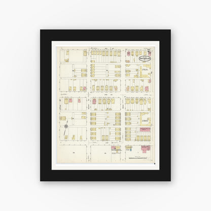 Old map wall art mockup — black gallery frame with white mat — Sanborn Fire Insurance Map from New Cumberland, Cumberland County, Pennsylvania (1913), Sheet #0002
