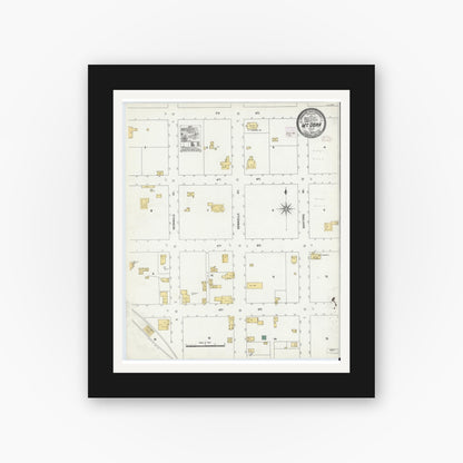 Old map wall art mockup — black gallery frame with white mat — Sanborn Fire Insurance Map from Mount Dora, Lake County, Florida (1906), Sheet #0001