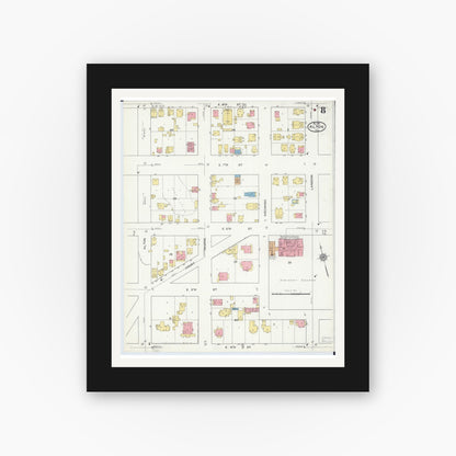 Old map wall art mockup — black gallery frame with white mat — Sanborn Fire Insurance Map from Alton, Madison County, Illinois (1915), Sheet #0008