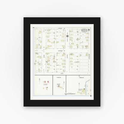 Old map wall art mockup — black gallery frame with white mat — Sanborn Fire Insurance Map from Whitehall, Muskegon County, Michigan (1910), Sheet #0008