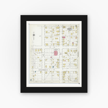 Old map wall art mockup — black gallery frame with white mat — Sanborn Fire Insurance Map from Genoa, Ottawa County, Ohio (1920), Sheet #0005