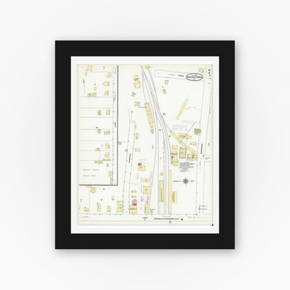 Old map wall art mockup — black gallery frame with white mat — Sanborn Fire Insurance Map from Richfield Springs, Otsego County, New York (1910), Sheet #0007