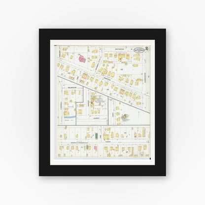 Old map wall art mockup — black gallery frame with white mat — Sanborn Fire Insurance Map from Battle Creek, Calhoun County, Michigan (1902), Sheet #0002