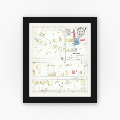 Old map wall art mockup — black gallery frame with white mat — Sanborn Fire Insurance Map from Wise, Wise County, Virginia (1923) - Complete Map Set