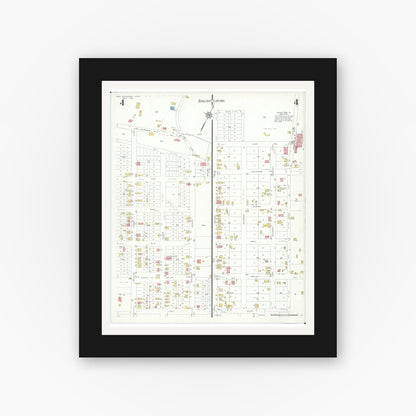 Old map wall art mockup — black gallery frame with white mat — Sanborn Fire Insurance Map from New Richmond, Clermont County, Ohio (1933), Sheet #0004
