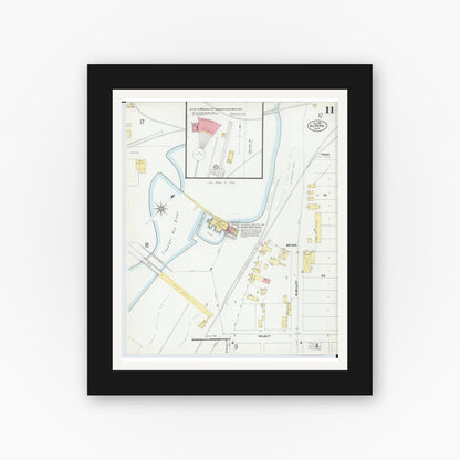 Old map wall art mockup — black gallery frame with white mat — Sanborn Fire Insurance Map from Alpena, Alpena County, Michigan (1901), Sheet #0011