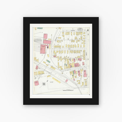 Old map wall art mockup — black gallery frame with white mat — Sanborn Fire Insurance Map from Ashley, Luzerne County, Pennsylvania (1903), Sheet #0004