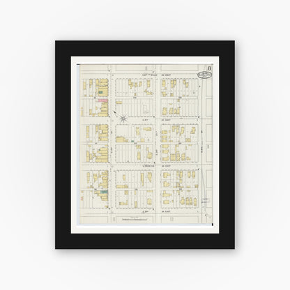 Old map wall art mockup — black gallery frame with white mat — Sanborn Fire Insurance Map from Ashland, Ashland County, Wisconsin (1895), Sheet #0008