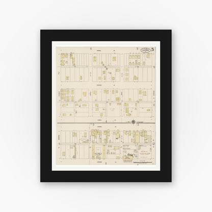 Old map wall art mockup — black gallery frame with white mat — Sanborn Fire Insurance Map from Calexico, Imperial County, California (1920), Sheet #0005