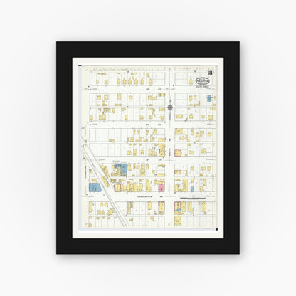 Old map wall art mockup — black gallery frame with white mat — Sanborn Fire Insurance Map from Houghton, Houghton County, Michigan (1917), Sheet #0018