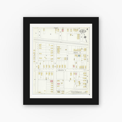 Old map wall art mockup — black gallery frame with white mat — Sanborn Fire Insurance Map from Pleasantville, Atlantic County, New Jersey (1911), Sheet #0004