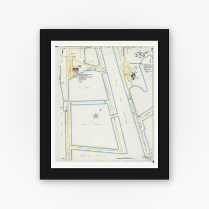 Old map wall art mockup — black gallery frame with white mat — Sanborn Fire Insurance Map from Alpena, Alpena County, Michigan (1890), Sheet #0007