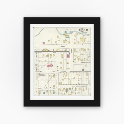 Old map wall art mockup — black gallery frame with white mat — Sanborn Fire Insurance Map from Grand Haven, Ottawa County, Michigan (1920), Sheet #0025