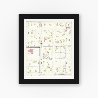 Old map wall art mockup — black gallery frame with white mat — Sanborn Fire Insurance Map from Gallatin, Daviess County, Missouri (1921), Sheet #0004
